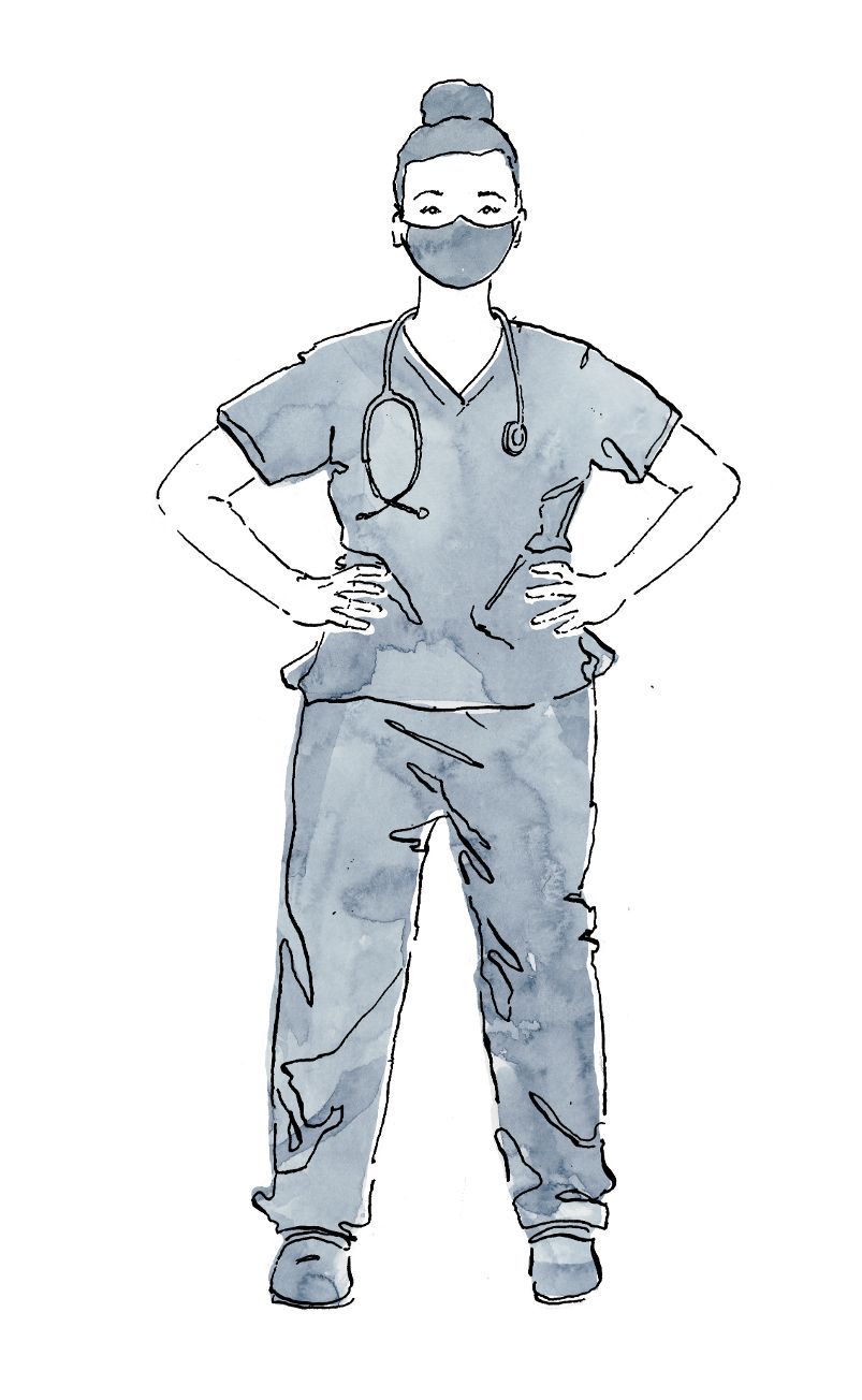 Illustration-of-a-resilient-nurse-who's-able-to-fend-off-burnout.-(Ginny-McClure-for-The-Optimist)