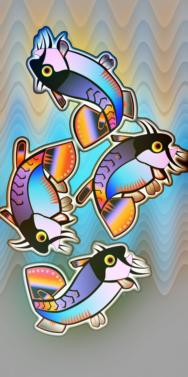 A-piece-of-art-by-Steven-StandingCloud-called-Our-Clan-featuring-four-bullheads.-(Courtesy-of-Steven-StandingCloud)