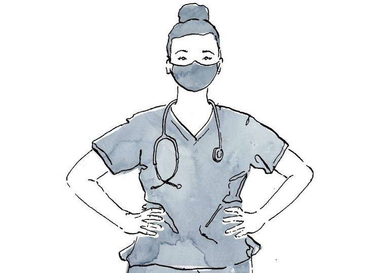 Illustration of a resilient nurse who's able to fend off burnout. (Ginny McClure for Project Optimist)